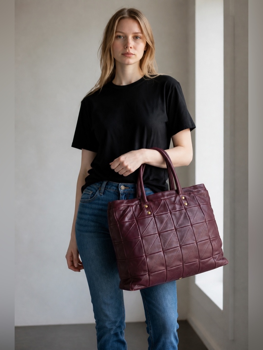 Yves Saint Laurent Deep Burgundy Quilted Satchel